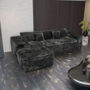 Canapea tip Coltar Catifea Gri