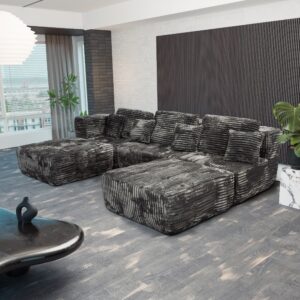 Canapea Gri tip U Spuma Memorie